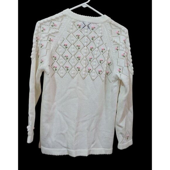 Vintage Sweater be  Banff 100% Acrylic Cardigan With Floral Design size M? Read - Picture 2 of 12